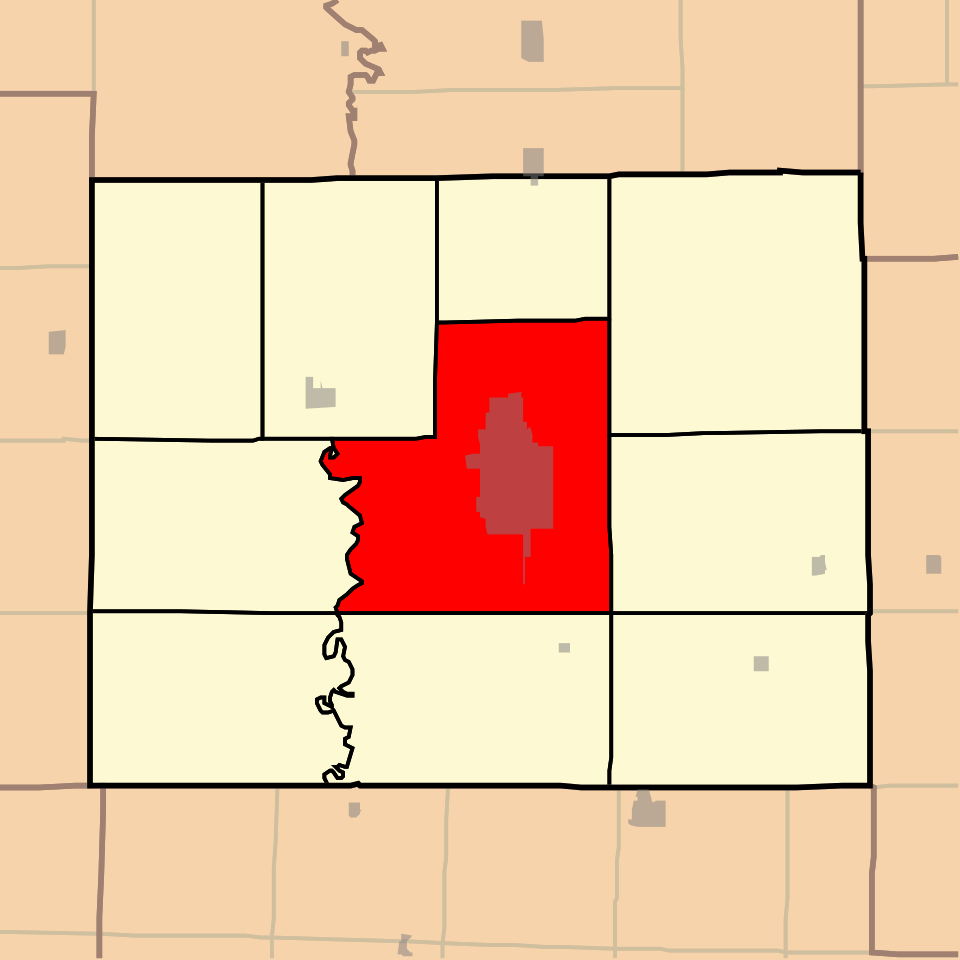 Map of adair county with Benton county highlighted in red in the center.