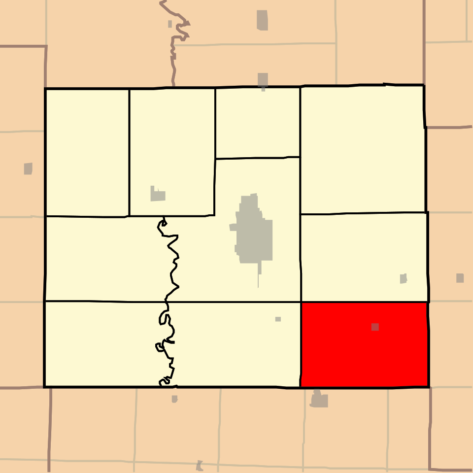 Map of adair county with wilson township highlighted in red.