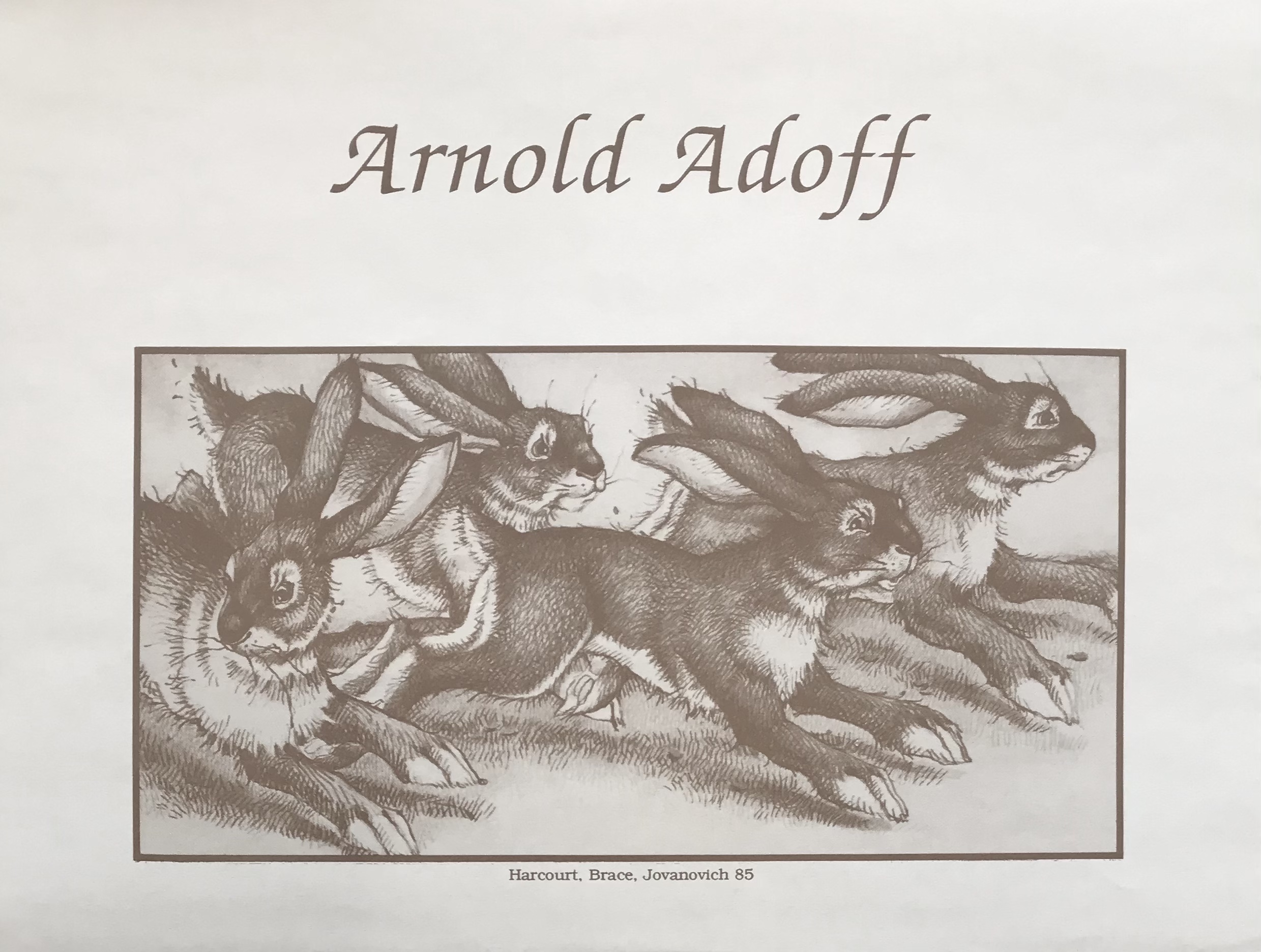 Arnold Adoff poster running rabbits illustration only