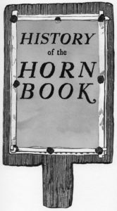 Hornbook with 'History of the Hornbook' written on it