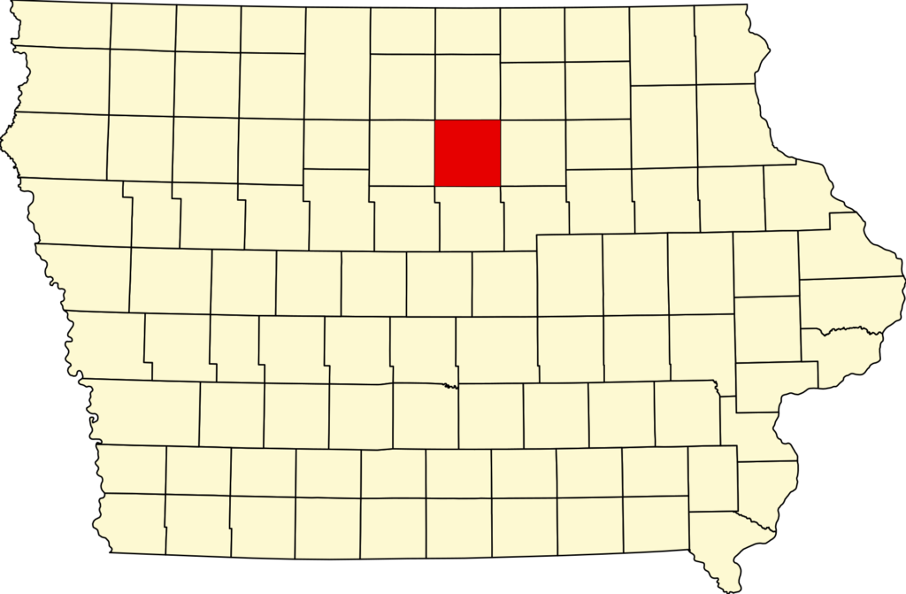 Yellow map of the state of Illinois with counties drawn out in black lines. Franklin county is highlighted in red near the center top.